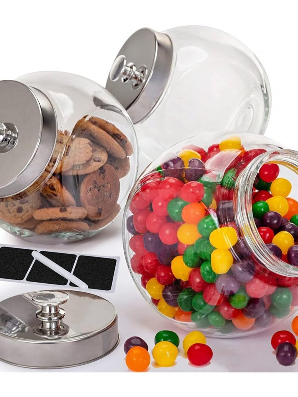 Glass Cookie Jars for Kitchen Counter 3 Pack 75oz Food Storage Canisters with Ai